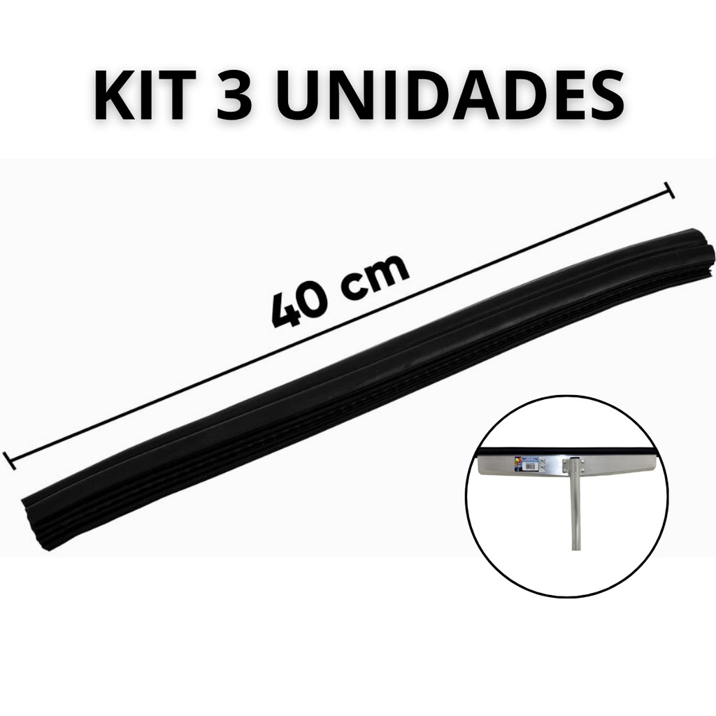 Kit 3 Refil Borracha Reforçada Rodo Alumínio 40cm Reforçado Kit 3 Refil Borracha Reforçada Rodo Alumínio 40cm Reforçado - Oferta na Shopee