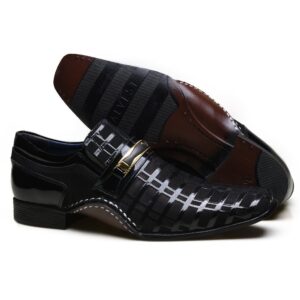 Sapato Social Masculino Calvest em Couro Preto Detalhado em Verniz 1930C592 - Oferta na Shopee