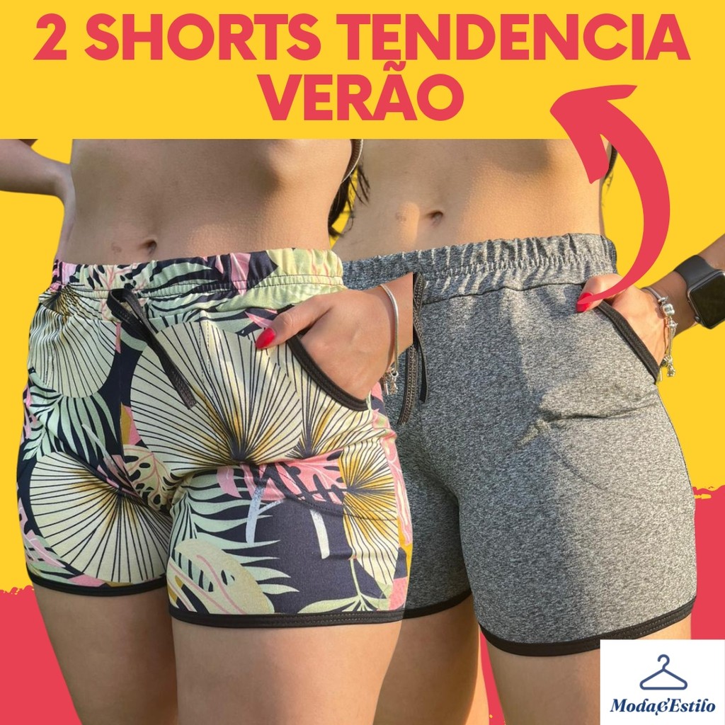 Pacote 2 Shorts Femininos Plus Size Frescos para Casa, Praia ou Passeio Pacote 2 Shorts Femininos Plus Size Frescos para Casa