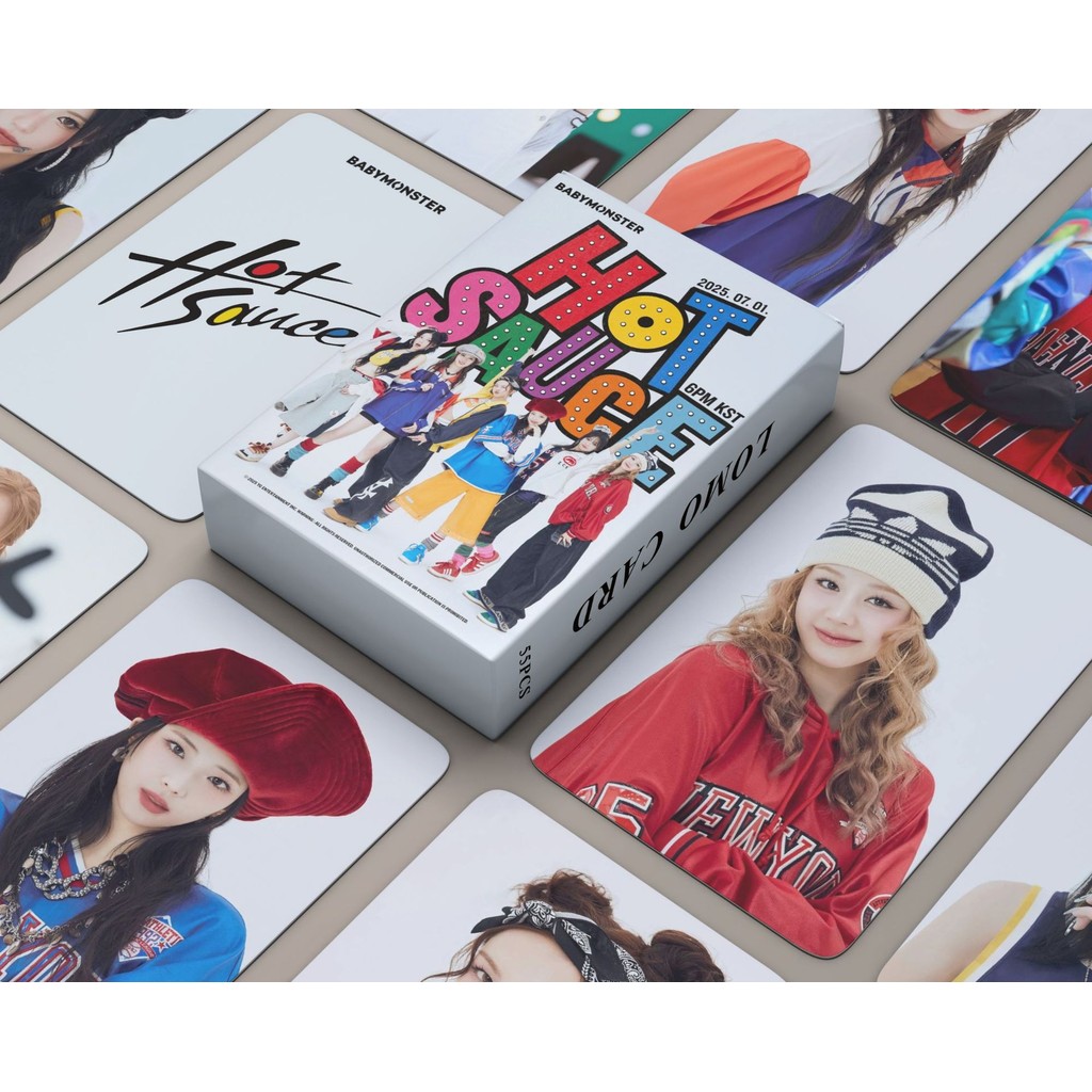 KPOP 55pcs/box BABYMONSTER Holographic Photocards HOT SAUCE KPOP Laser LOMO Card Collection Card KPOP 55pcs/box BABYMONSTER Holographic Photocards HOT SAUCE KPOP Laser LOMO Card Collection Card