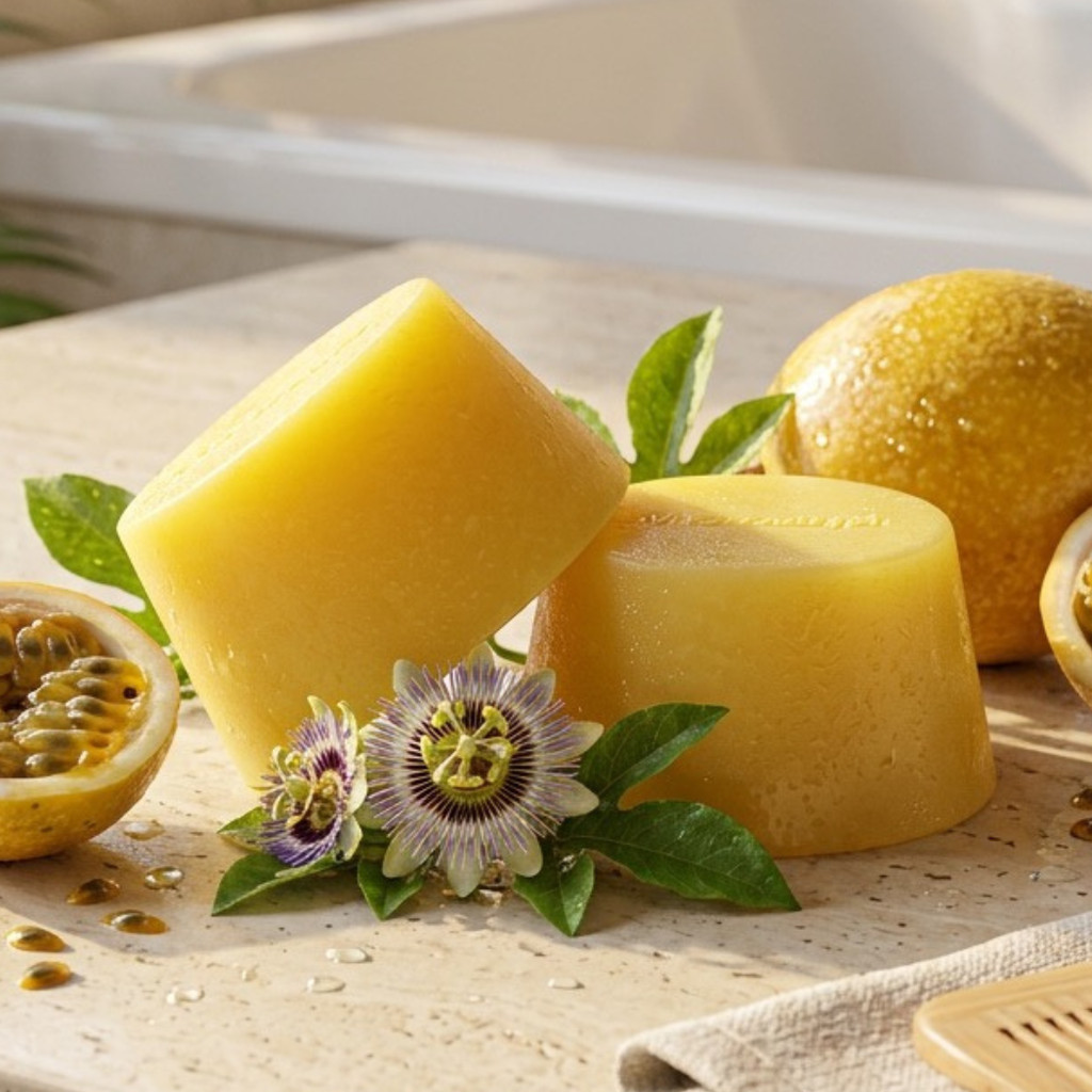 Xampu e Condicionador Sólidos Maracujá & Girassol | Hidratação + Controle de Oleosidade | Vegano & Ecológico Xampu e Condicionador Sólidos Maracujá & Girassol | Hidratação + Controle de Oleosidade | Vegano & Ecológico
