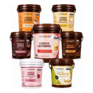 Recheios Foodbase Balde 3e 4kg Leitinho Pistache Browne Cookies Wafer Fondue Ao leite Fondue Morango - Oferta na Shopee