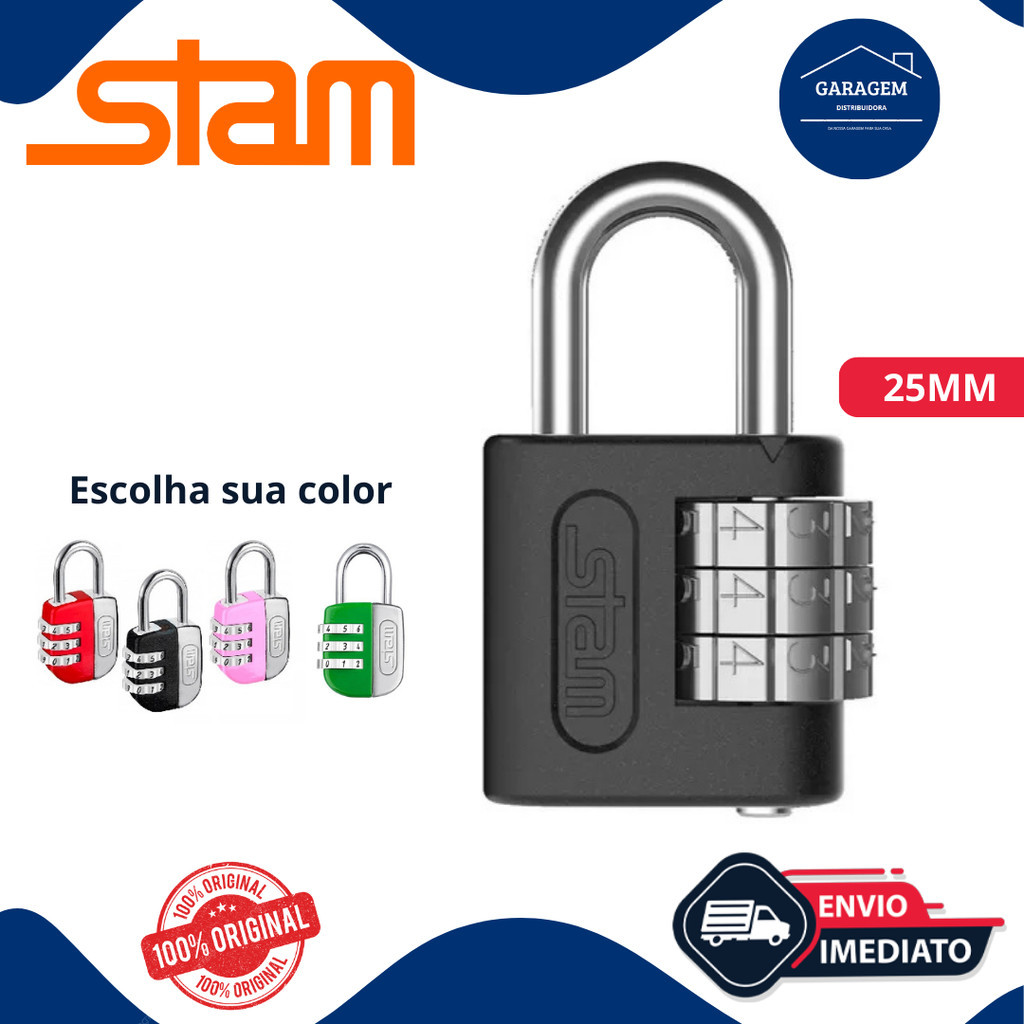 Cadeado Segurança com Senha Segredo Stam Original 25mm Colors Cadeado Segurança com Senha Segredo Stam Original 25mm Colors