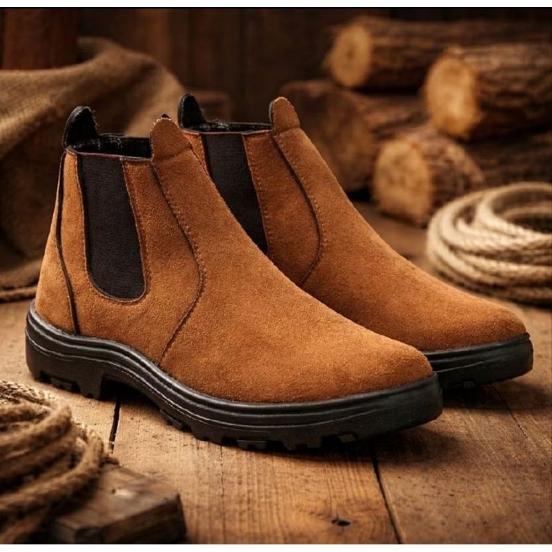 butina,Bota Chelsa Masculina, camurça ,com Sola de Borracha Antiderrapante Conforto e Durabilidade butina