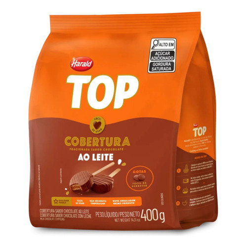 Cobertura TOP Chocolate Ao Leite Gotas 400g Harald Cobertura TOP Chocolate Ao Leite Gotas 400g Harald