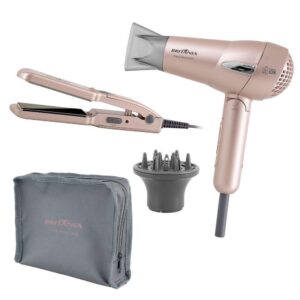 Kit Britânia Travel Rose Gold Secador e Prancha Bivolt - Oferta na Shopee