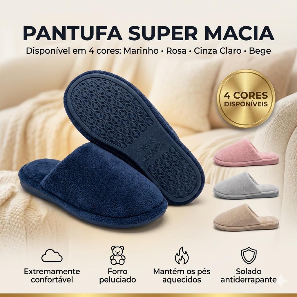Pantufa Masculina Peluciada Quentinha Antiderrapante Super Macia Confortável Inverno Pantufa Masculina Peluciada Quentinha Antiderrapante Super Macia Confortável Inverno