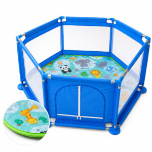 Cercadinho Portátil Azul para Bebê com Tecido Liso - Oferta na Shopee