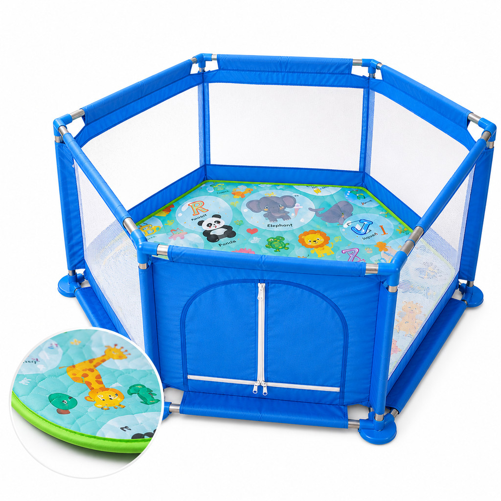 Cercadinho Portátil Azul para Bebê com Tecido Liso Cercadinho Portátil Azul para Bebê com Tecido Liso - Oferta na Shopee