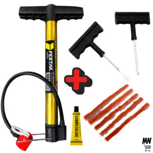 Kit Reparo Pneu Sem Câmara + Bomba de ar 30cm Carro Moto Bicicleta - Oferta na Shopee