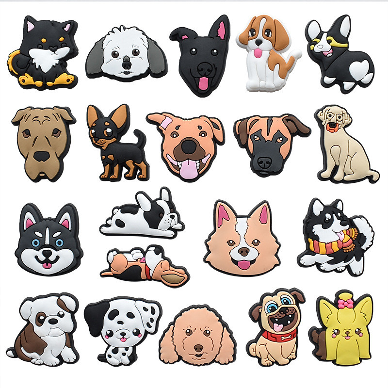 Encantos De Sapato pingente de sapato de PVC para cachorro fofo, decoração, acessórios DIY, botões Encantos De Sapato pingente de sapato de PVC para cachorro fofo