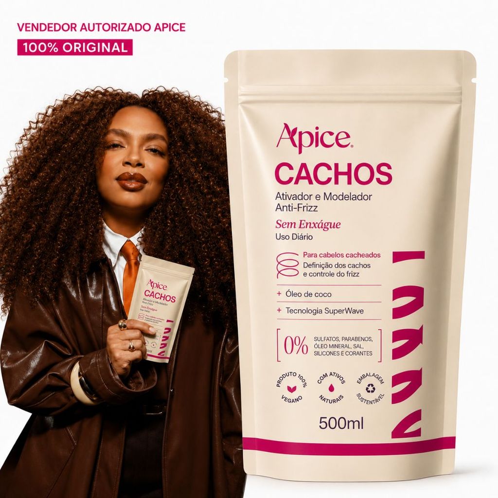 Ativador e Modelador Anti-Frizz Cachos Refil 500g Ápice Ativador e Modelador Anti-Frizz Cachos Refil 500g Ápice