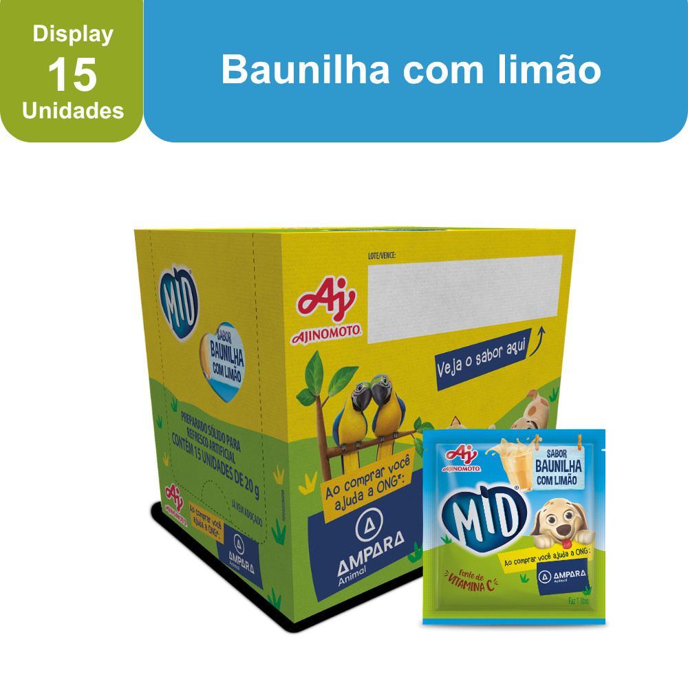 Kit Refresco em Pó MID® Sabor Baunilha Com Limão Com 15 Unidades de 20g Kit Refresco em Pó MID® Sabor Baunilha Com Limão Com 15 Unidades de 20g - Oferta na Shopee