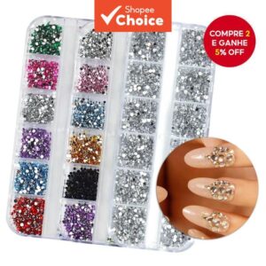 Pedras de strass redondas e coloridas de 2mm para unhas