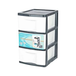 Gaveteiro de Chão São Bernardo com 3 Gavetas Plástico 33x38x56cm Preto e Branco - Oferta na Shopee