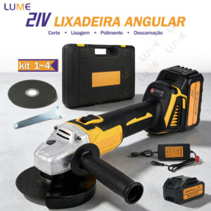 Esmerilhadeira Lixadeira Angular 21V Brushless 800W 8000rpm C/ 2 Baterias Lítio E 2 Discos De Corte - Oferta na Shopee