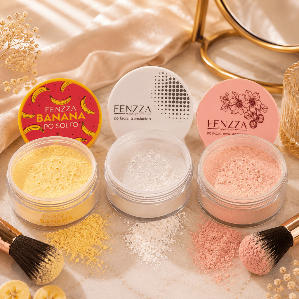Pó Solto Matte Fennza- Banana ou Rosa Mosqueta – Selagem Perfeita Longa Duração Maquiagem – Beleza Pó Solto Matte Fennza- Banana ou Rosa Mosqueta – Selagem Perfeita Longa Duração Maquiagem – Beleza