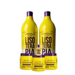 Kit Cuidados Capailares Lisoterapia Completo Shampoo e Condicionador 1L + Cronograma + Reparador 7ml – Hidratação+Brilho - Oferta na Shopee