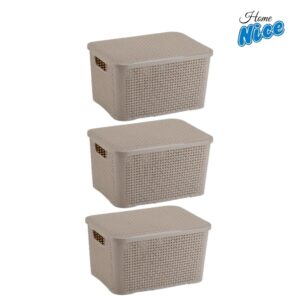 3 Caixas Rattan Tamanho Grande 18 Litros de Plástico Para Organização Casa Escritório Cesto - Oferta na Shopee