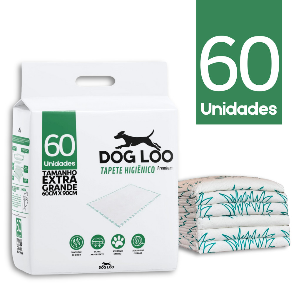 Tapete Higiênico Para Cachorro Dog Loo 60x90cm 60 unidades Alta Absorção Tapete Higiênico Para Cachorro Dog Loo 60x90cm 60 unidades Alta Absorção