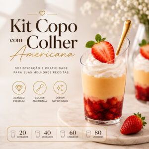 Copo 60ml Verrine + Colher Americana 20/40/60/80 Unidades Plastilânia - Oferta na Shopee