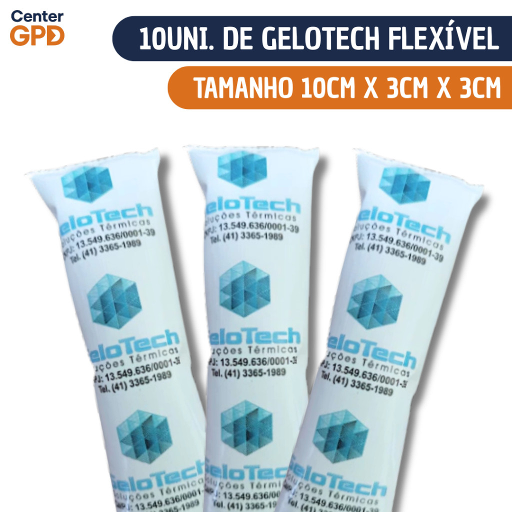 KIT 10Uni. GeloTech Flexível | Tam. 10cm X 3cm x 3cm | Conservação e Preservação de Alimentos KIT 10Uni. GeloTech Flexível | Tam. 10cm X 3cm x 3cm | Conservação e Preservação de Alimentos - Oferta na Shopee
