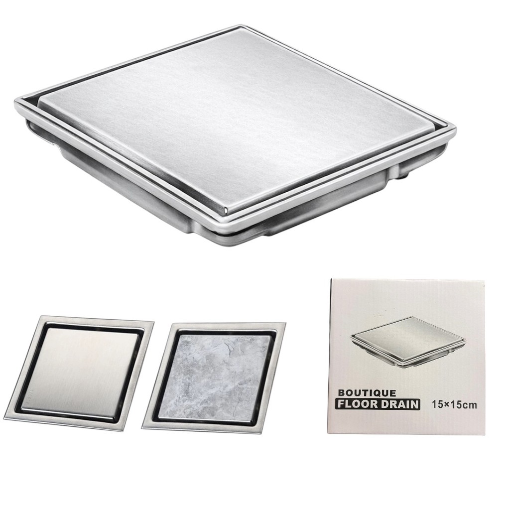 Ralo Invisível 15×15 Em Aço Inoxidável Tampa Oculta Prata Ralo Invisível 15×15 Em Aço Inoxidável Tampa Oculta Prata