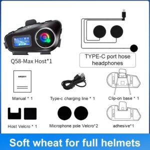 Q58 Max Intercom Bluetooth Para Capacete Moto IP65 Compartilhamento Música Chamadas Hands Free - Oferta na Shopee