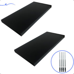 Kit 2 Prateleira Preta 30X15 + Suporte Flutuante Mdf  Organizadora Decoração Cozinha Banheiro Sala - Oferta na Shopee