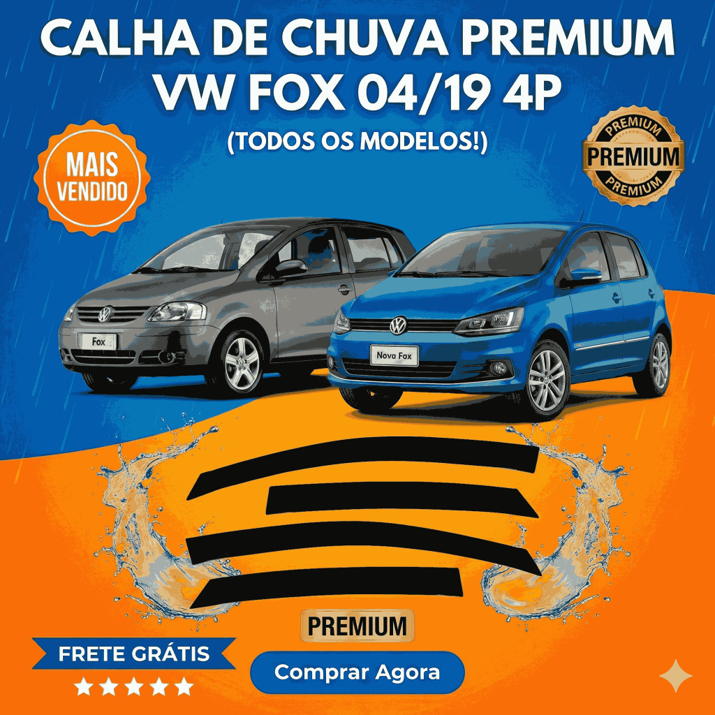 Defletor Calha de Chuva Fox / Crossfox / SpaceFox 2004 a 2019 4 Portas Original Ecoflex Fume Defletor Calha de Chuva Fox / Crossfox / SpaceFox 2004 a 2019 4 Portas Original Ecoflex Fume