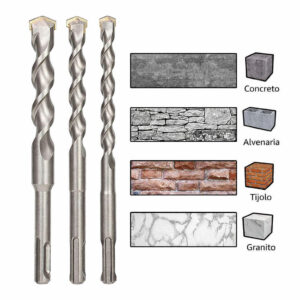 Kit 3 Brocas SDS Engate Rápido Plus 8 / 10 / 12 Aço Concreto Alvenaria - Oferta na Shopee