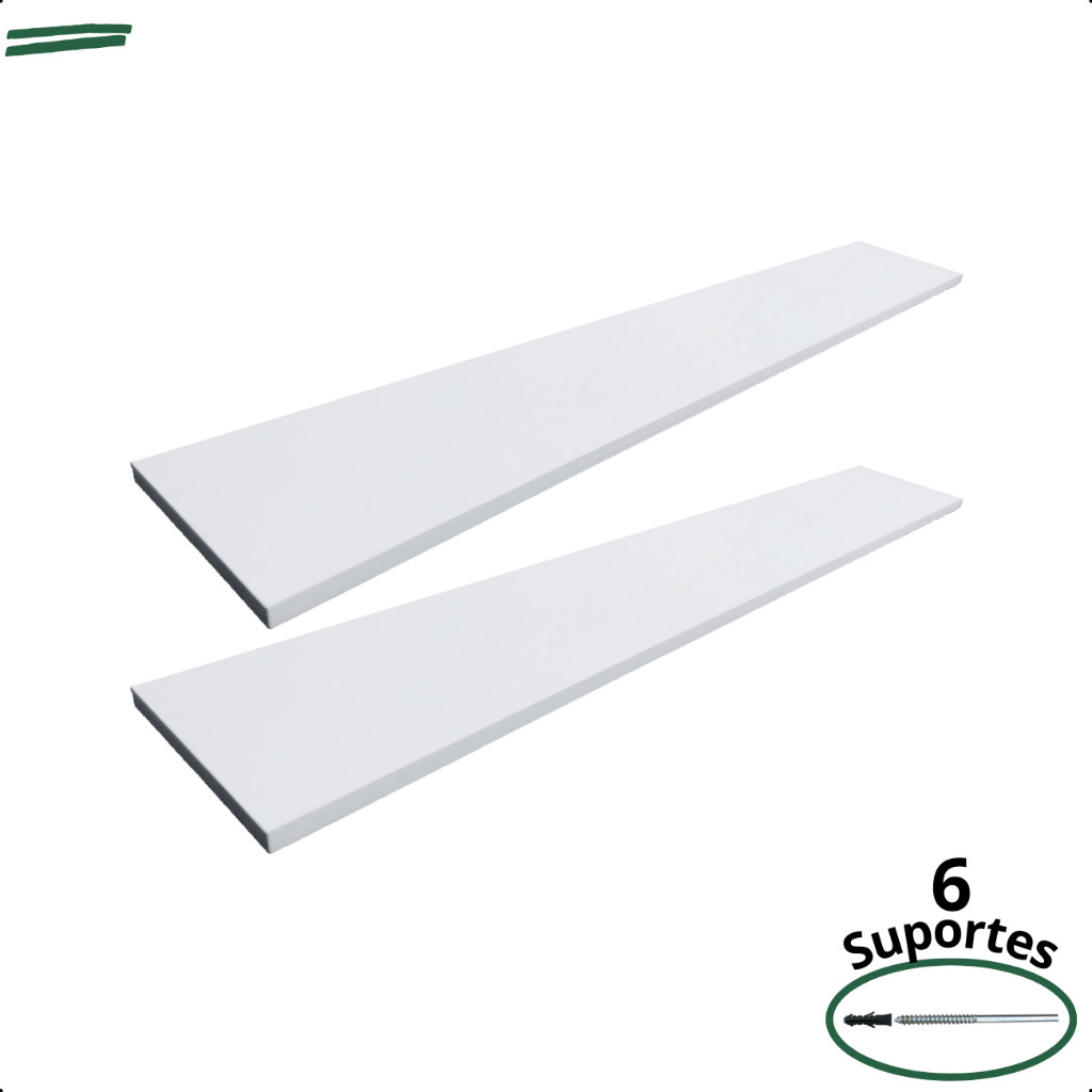 Kit 2 Prateleira Branca 100X15 + Suporte Flutuante Mdf Organizadora Decoração Cozinha Banheiro Sala Kit 2 Prateleira Branca 100X15 + Suporte Flutuante Mdf Organizadora Decoração Cozinha Banheiro Sala