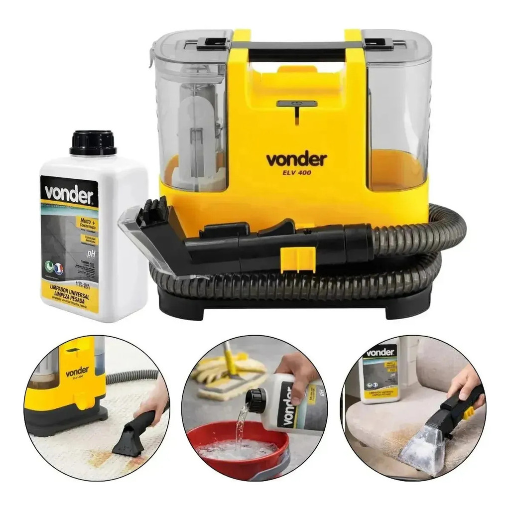 Kit Extratora Vonder ELV 400 Compacta Potente + Limpador 1L Para Limpeza Profissional Completa Kit Extratora Vonder ELV 400 Compacta Potente + Limpador 1L Para Limpeza Profissional Completa