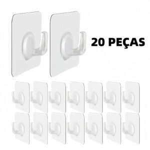 Kit 20 Ganchos Adesivos Transparentes Reforçados Multiuso Para Cozinha E Banheiro - Oferta na Shopee
