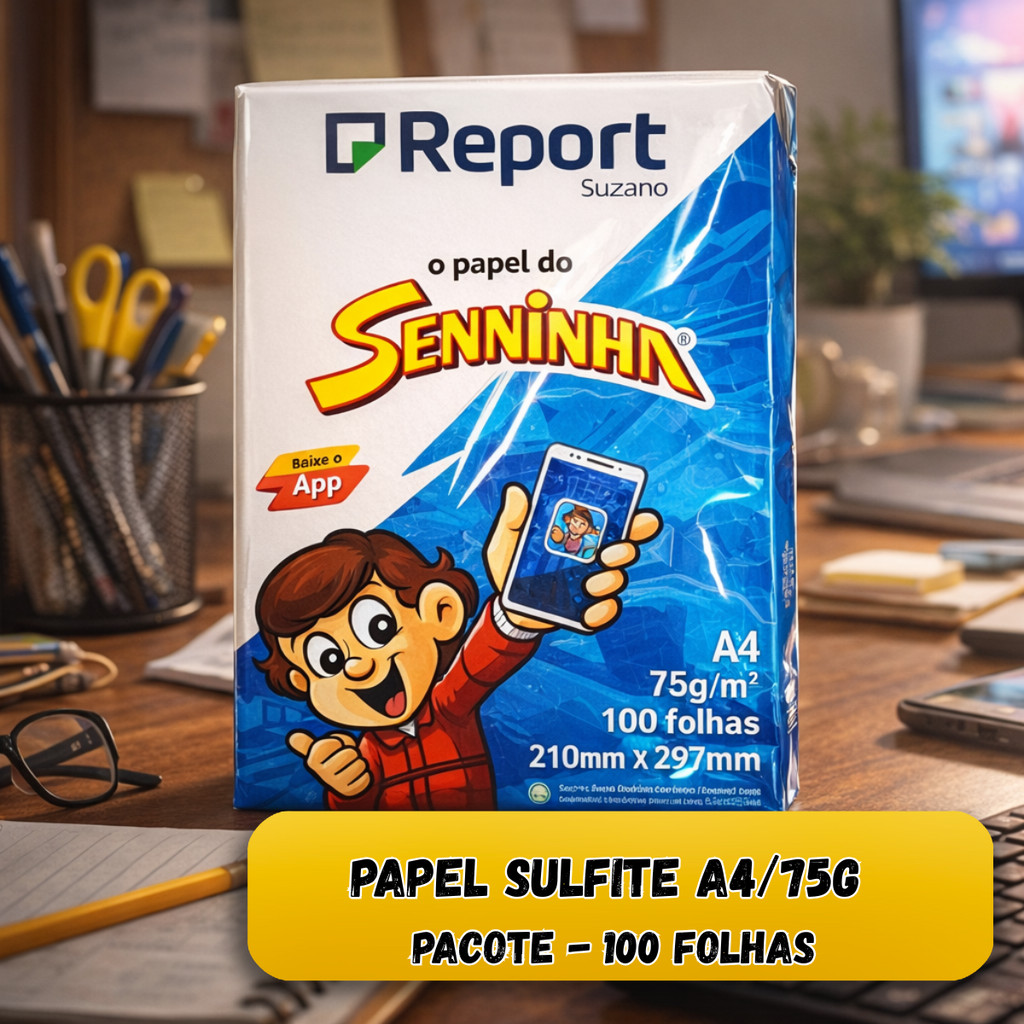 KIT Pacote Folhas De Papel Sulfite A4 75g Branco Liso Seninha Report 100 a 500 Folhas KIT Pacote Folhas De Papel Sulfite A4 75g Branco Liso Seninha Report 100 a 500 Folhas
