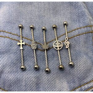 Piercing Transversal Cartilagem Orelha Aço Cirúrgico  Prateado - Oferta na Shopee