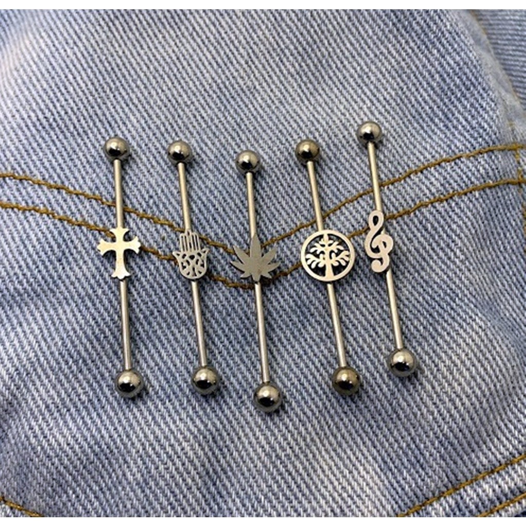 Piercing Transversal Cartilagem Orelha Aço Cirúrgico Prateado Piercing Transversal Cartilagem Orelha Aço Cirúrgico Prateado - Oferta na Shopee