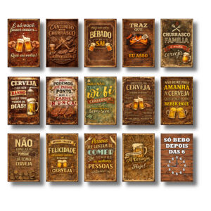 Kit 15 Placas Decorativas Vintage Bar Churrasco Cerveja - Oferta na Shopee