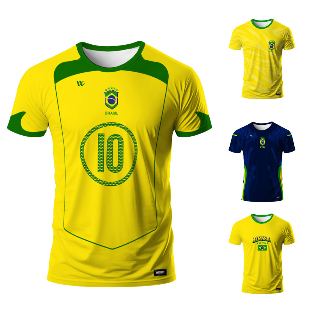 Camiseta Brasil Seleção Brasileira Copa do Mundo Masculina Helanca Premium Camiseta Brasil Seleção Brasileira Copa do Mundo Masculina Helanca Premium