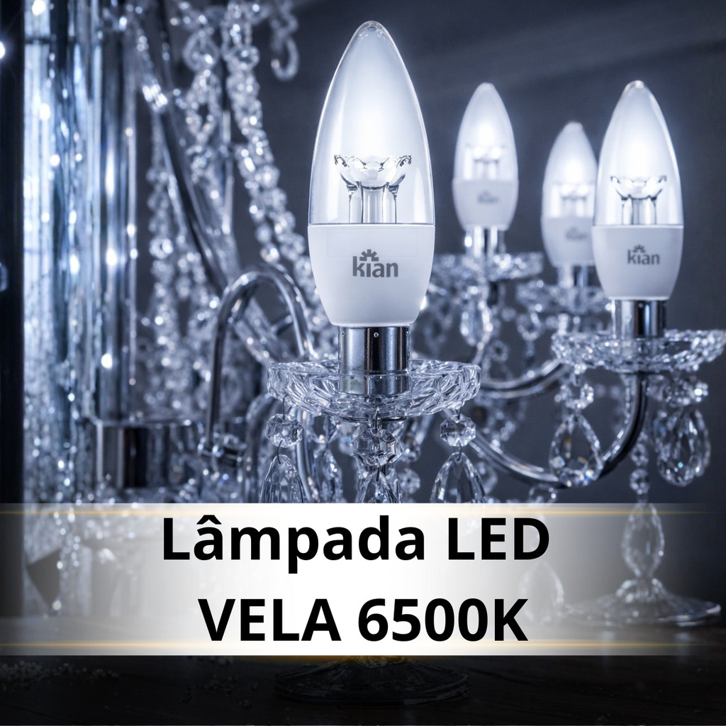 Kit Lampada LED Vela Clara 4W 6500K Bivolt E14/E27 Kian Kit Lampada LED Vela Clara 4W 6500K Bivolt E14/E27 Kian