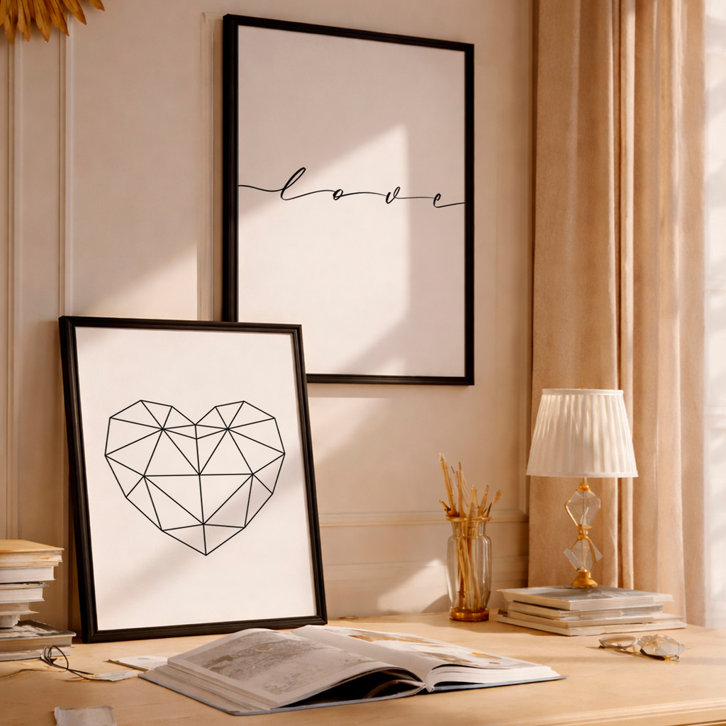 Kit 2 Quadros Coração Geométrico Love Minimalista Preto Branco Decorativo Kit 2 Quadros Coração Geométrico Love Minimalista Preto Branco Decorativo - Oferta na Shopee