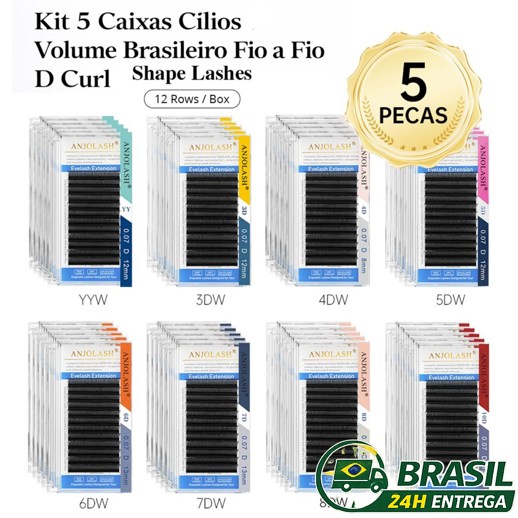 Kit 5 Caixas Cílios Y 5D Volume Brasileiro Efeito Cheio e Uniforme Curvatura D Lash Profissional Kit 5 Caixas Cílios Y 5D Volume Brasileiro Efeito Cheio e Uniforme Curvatura D Lash Profissional - Oferta na Shopee