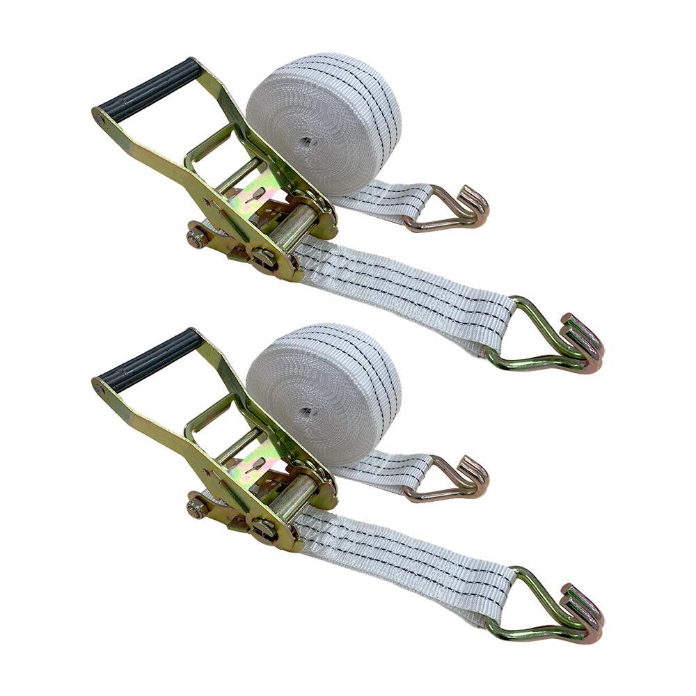 Kit 02 Cintas De Amarração Brancas 9m 3 Ton Cada Com Catracas E Ganchos J Para Carga Kit 02 Cintas De Amarração Brancas 9m 3 Ton Cada Com Catracas E Ganchos J Para Carga
