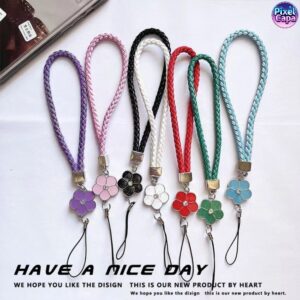 Flores Da Moda Coloridas Correias Para Telefones Celulares Lanyard Weave Leather Stretch Wrist-rope GS005 - Oferta na Shopee