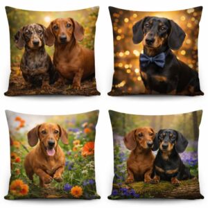 Kit 4 Capas de Almofada 45x45 Raças Pequenas Cachorros Basset Salsicha Pinscher Shih-Tzu - Oferta na Shopee