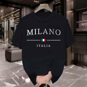 Camiseta T-Shirt 100% Algodão Estampada Milano Itália Estilo Casual - Oferta na Shopee
