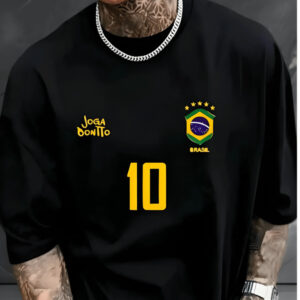 Camiseta Streetwear Masculina Seleção Brasil Camisa 10 Algodão Tendência 2026 Premium - Oferta na Shopee