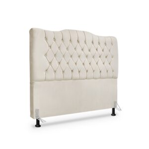 Cabeceira de Cama Box Casal 140 cm Dunas - Veludo Bege - Oferta na Shopee