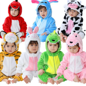 Bebê Unissex Macacão Kigurumi Infantil Bonito Ponto Dinossauro Animal Macacões Recém-Nascidos Dos Desenhos Animados Pija - Oferta na Shopee