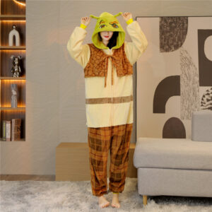 Unissex Bonito Schrek Dos Desenhos Animados Pijamas Mulheres Crianças Kigurumi Adultos Inverno Flanela Cosplay Animais O - Oferta na Shopee
